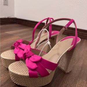 ANTONIO MELANI Fuchsia and Tan Platform Sandals